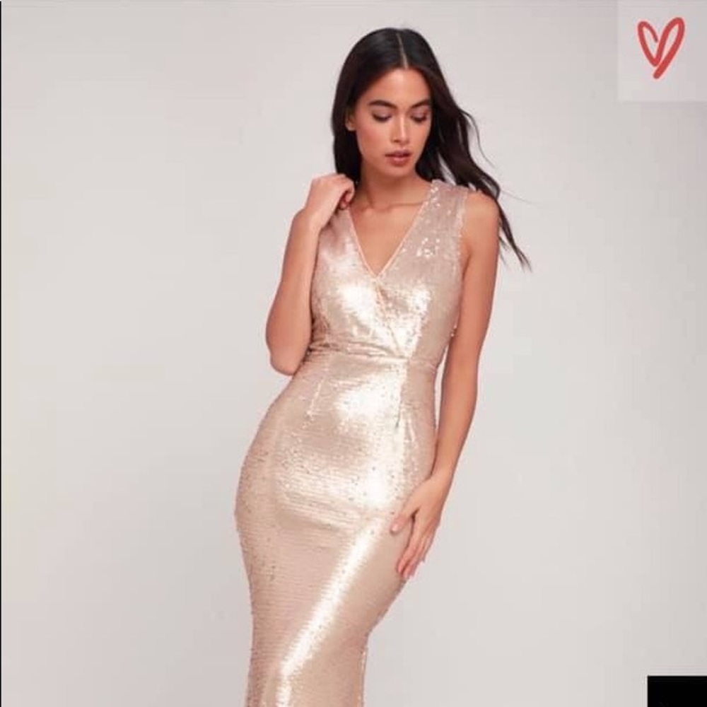 Lustrous Love Matte Light Gold Sequin Maxi Dress
